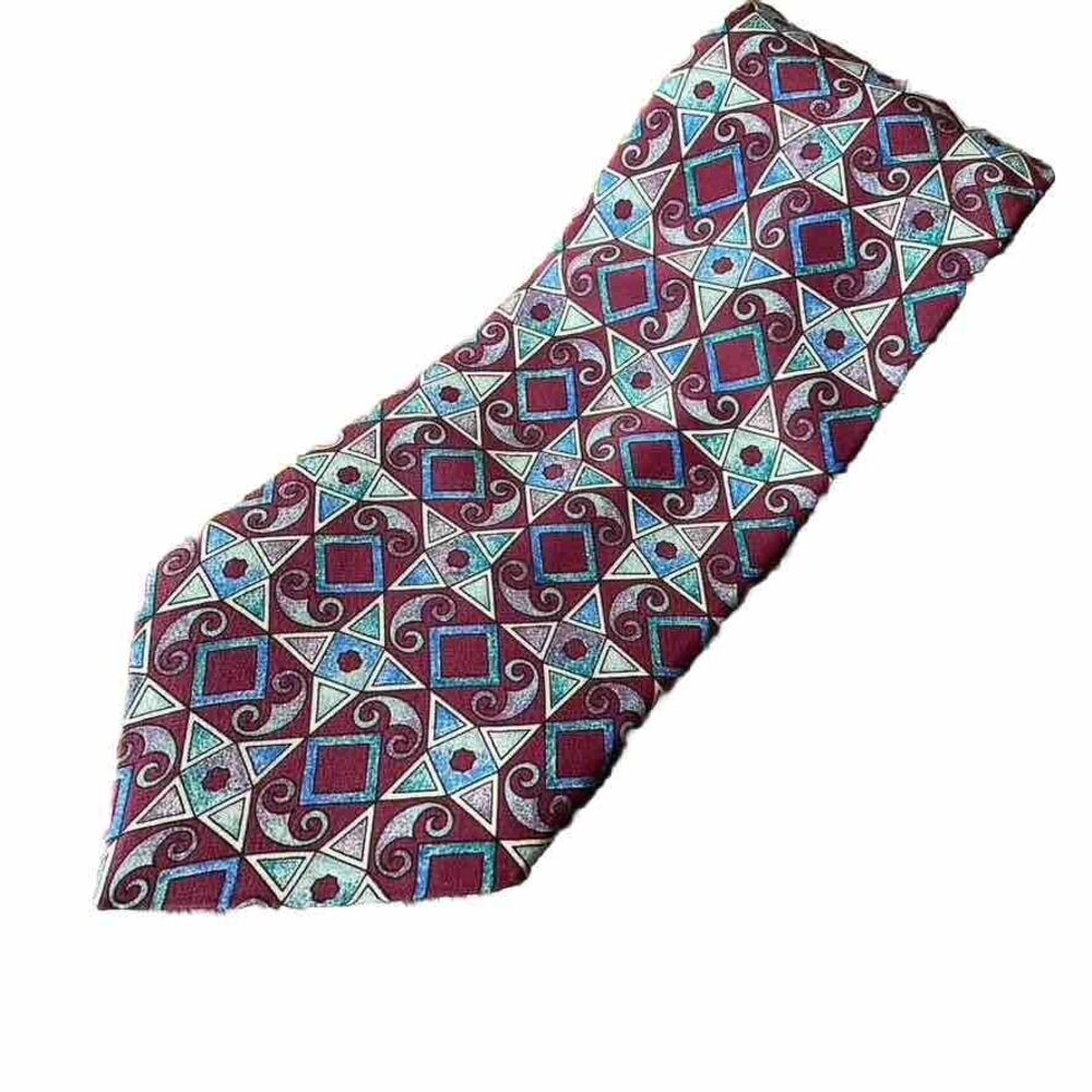 Vintage ODYSSEY Men's Abstract Art 100% Silk Made In USA Neck Tie Multicolored